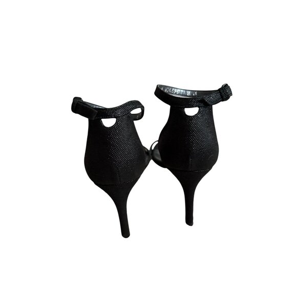 STUART WEITZMAN Black Leather Ankle Strap Sandals Heels Size 8 NEW NWOB - Picture 7 of 8
